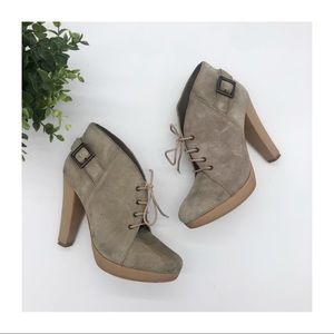 MESSECA Bobbie Suede Lace-Up Heeled Booties